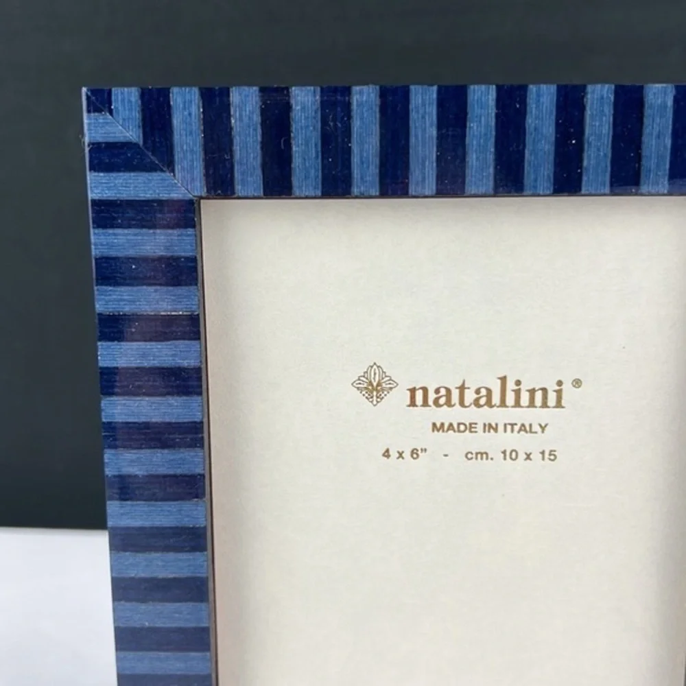 Natalini - ‘Blue Stripes’ Wood Picture Frame. 4” x 6”.  NWT.